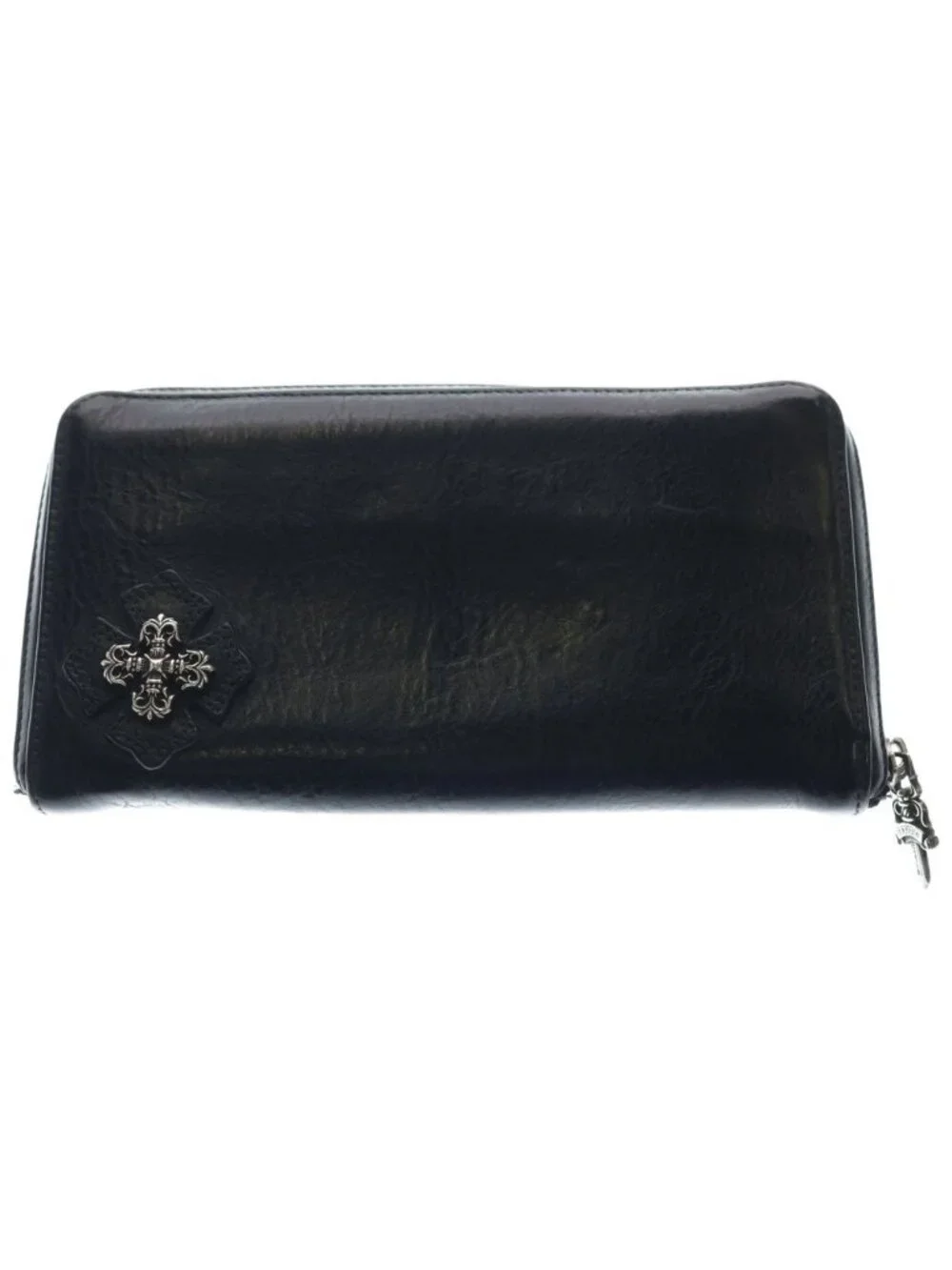 Chrome Hearts Rec Zip Filigree Plus Round Zip Wallet Black